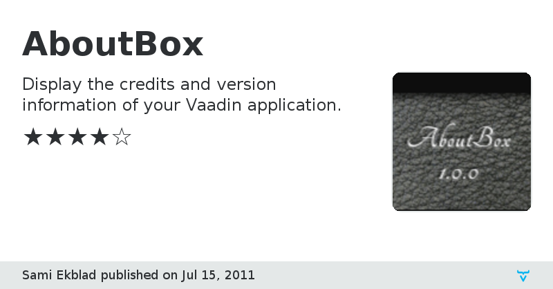 AboutBox - Vaadin Add-on Directory