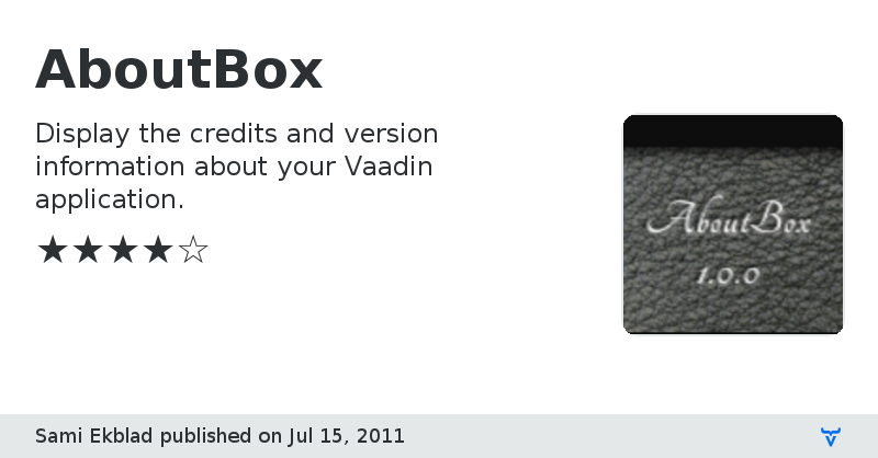 AboutBox - Vaadin Add-on Directory