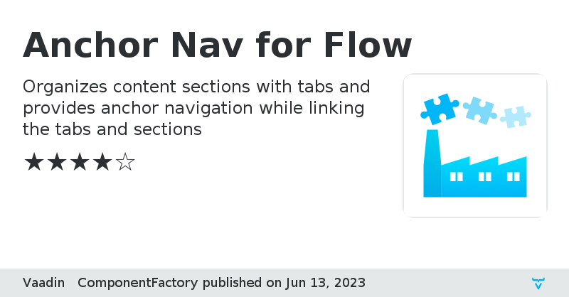 Anchor Nav for Flow - Vaadin Add-on Directory