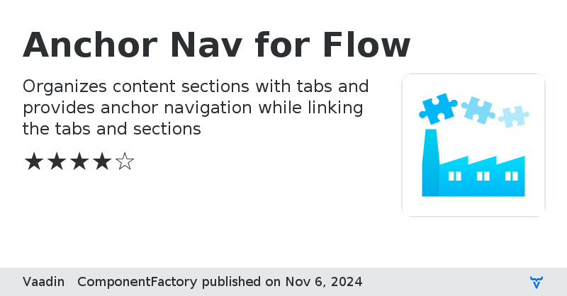 Anchor Nav for Flow - Vaadin Add-on Directory