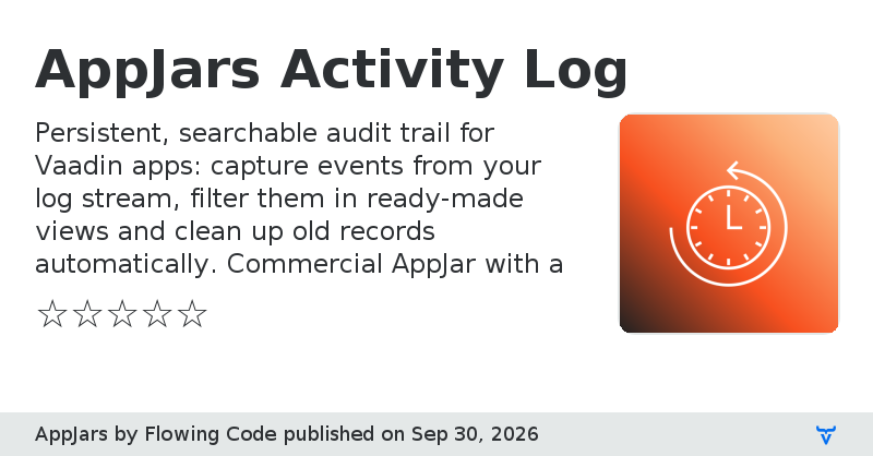 AppJars Activity Log - Vaadin Add-on Directory