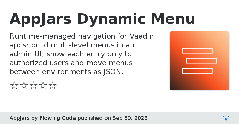 AppJars Dynamic Menu - Vaadin Add-on Directory