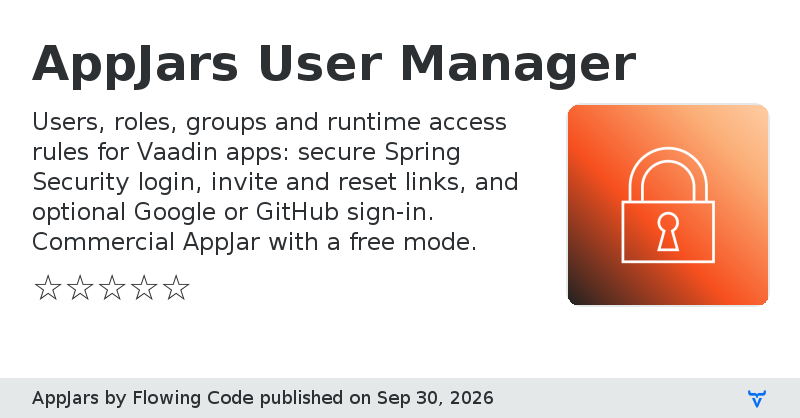 AppJars User Manager - Vaadin Add-on Directory