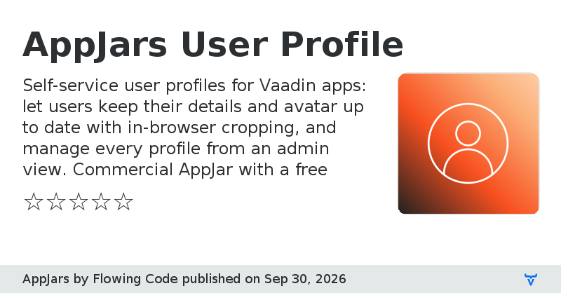 AppJars User Profile - Vaadin Add-on Directory