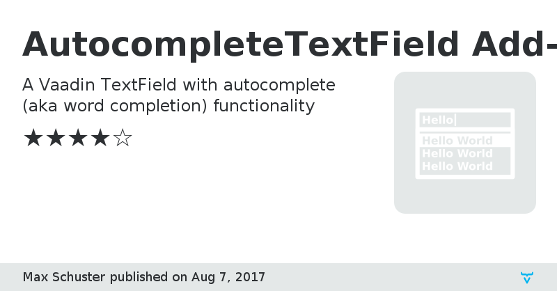 AutocompleteTextField Add-on - Vaadin Add-on Directory