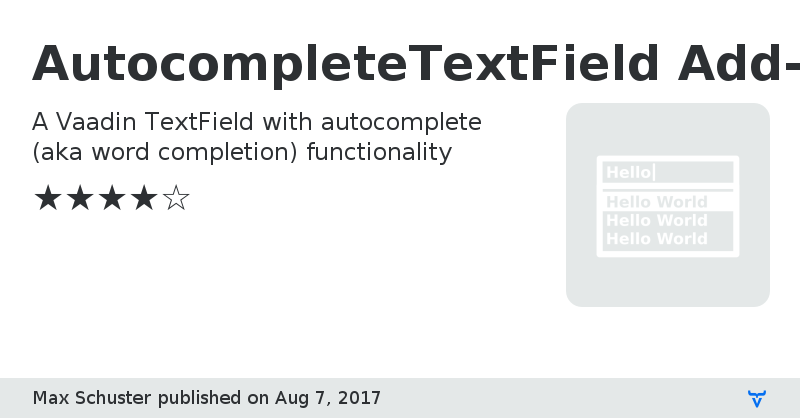 AutocompleteTextField Add-on - Vaadin Add-on Directory