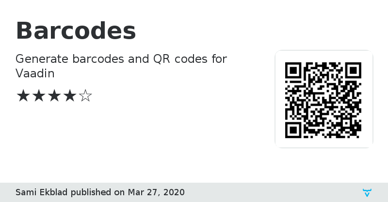 Barcodes - Vaadin Add-on Directory