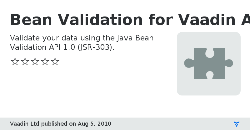 Bean Validation for Vaadin Add-on - Vaadin Add-on Directory