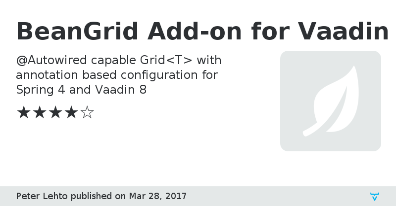 BeanGrid Add-on for Vaadin 8 - Vaadin Add-on Directory