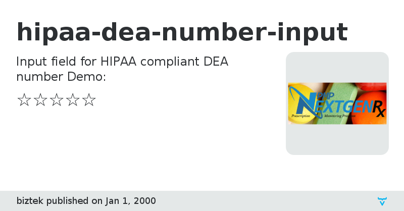hipaa-dea-number-input - Vaadin Add-on Directory