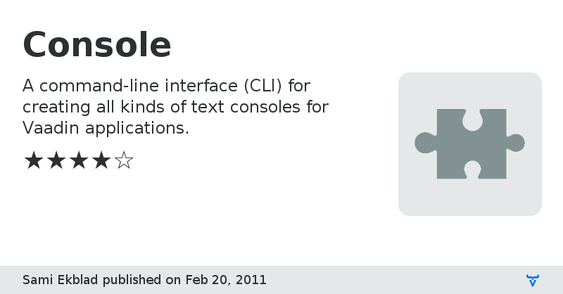 Console - Vaadin Add-on Directory