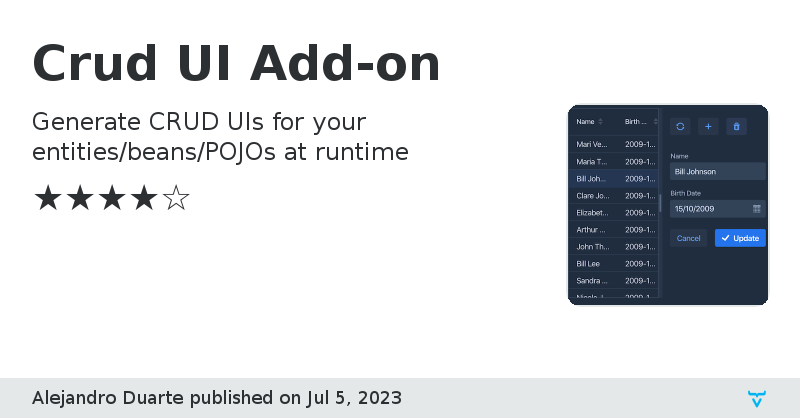 Crud UI Add-on - Vaadin Add-on Directory