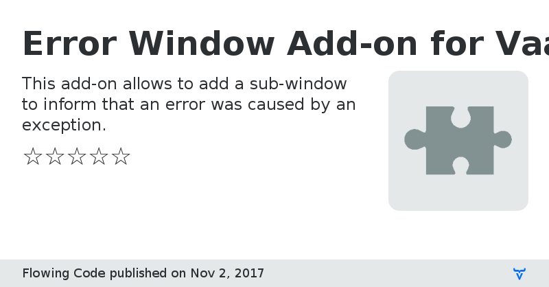 Error Window Add-on for Vaadin 7 - Vaadin Add-on Directory