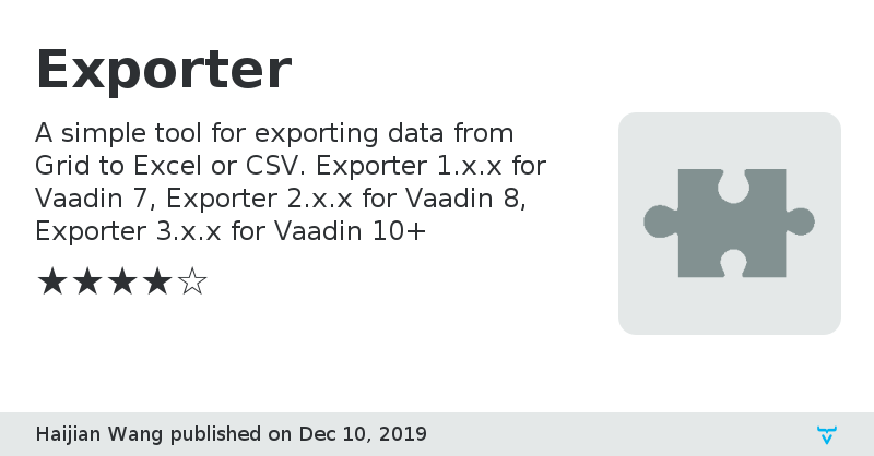 Exporter - Vaadin Add-on Directory
