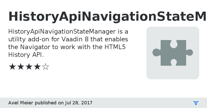 HistoryApiNavigationStateManager Add-on - Vaadin Add-on Directory