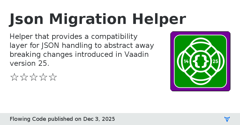 Json Migration Helper - Vaadin Add-on Directory