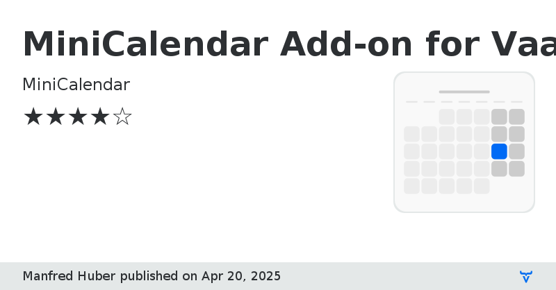 MiniCalendar Add-on for Vaadin - Vaadin Add-on Directory