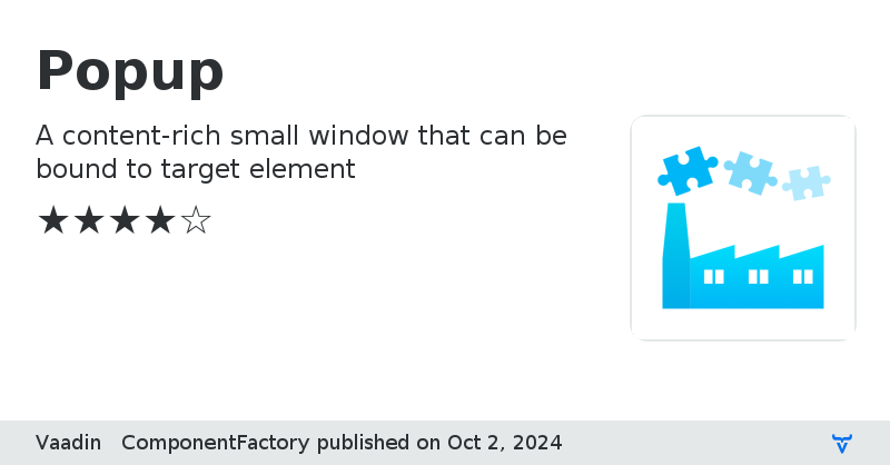 Popup - Vaadin Add-on Directory