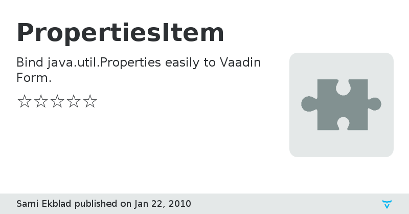 PropertiesItem - Vaadin Add-on Directory