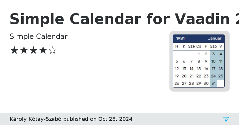 Simple Calendar for Vaadin 24+ - Vaadin Add-on Directory