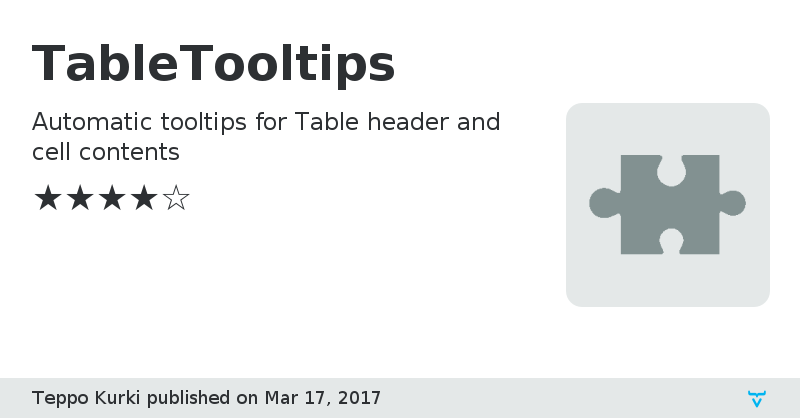 TableTooltips - Vaadin Add-on Directory