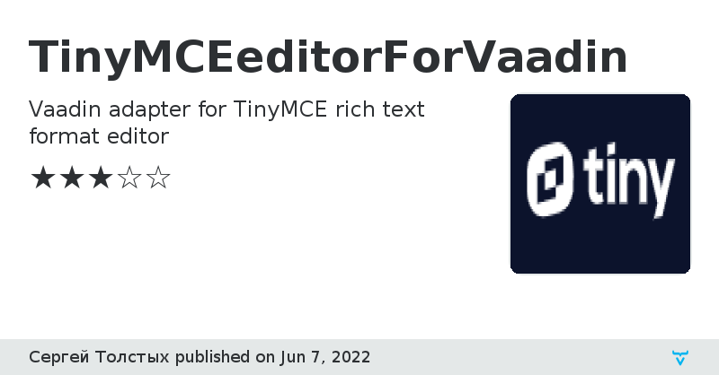 TinyMCEeditorForVaadin - Vaadin Add-on Directory