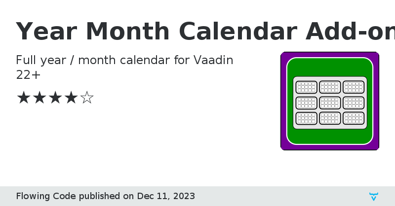 Year Month Calendar Add-on - Vaadin Add-on Directory