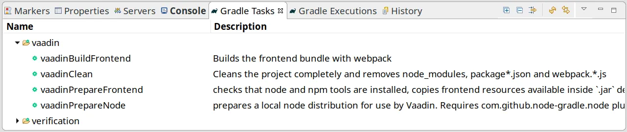 Gradle Tasks tab in eclipse