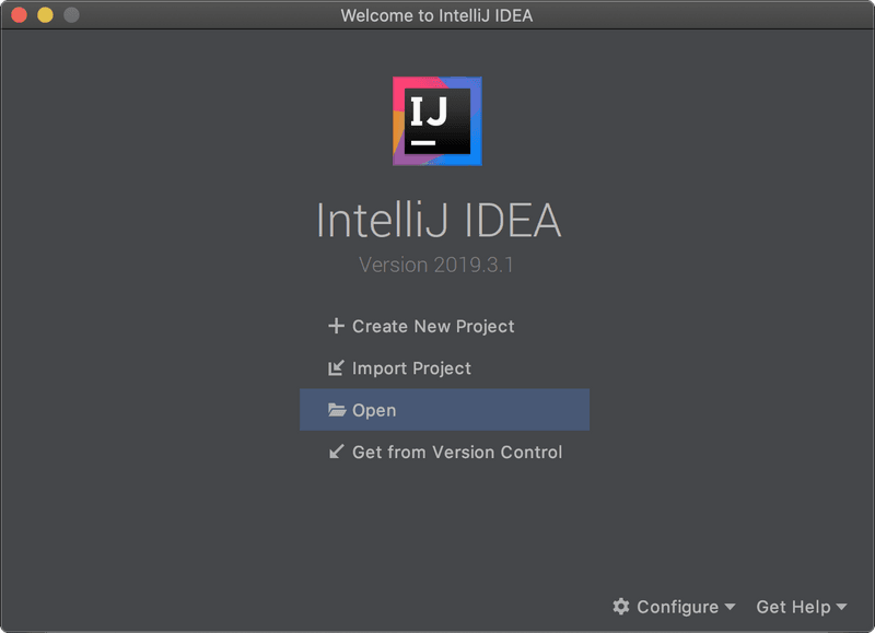 IntelliJ import screen