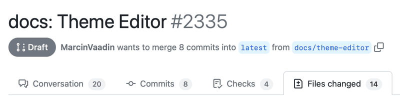 GitHub pull request tabs, with the Files changed tab active.