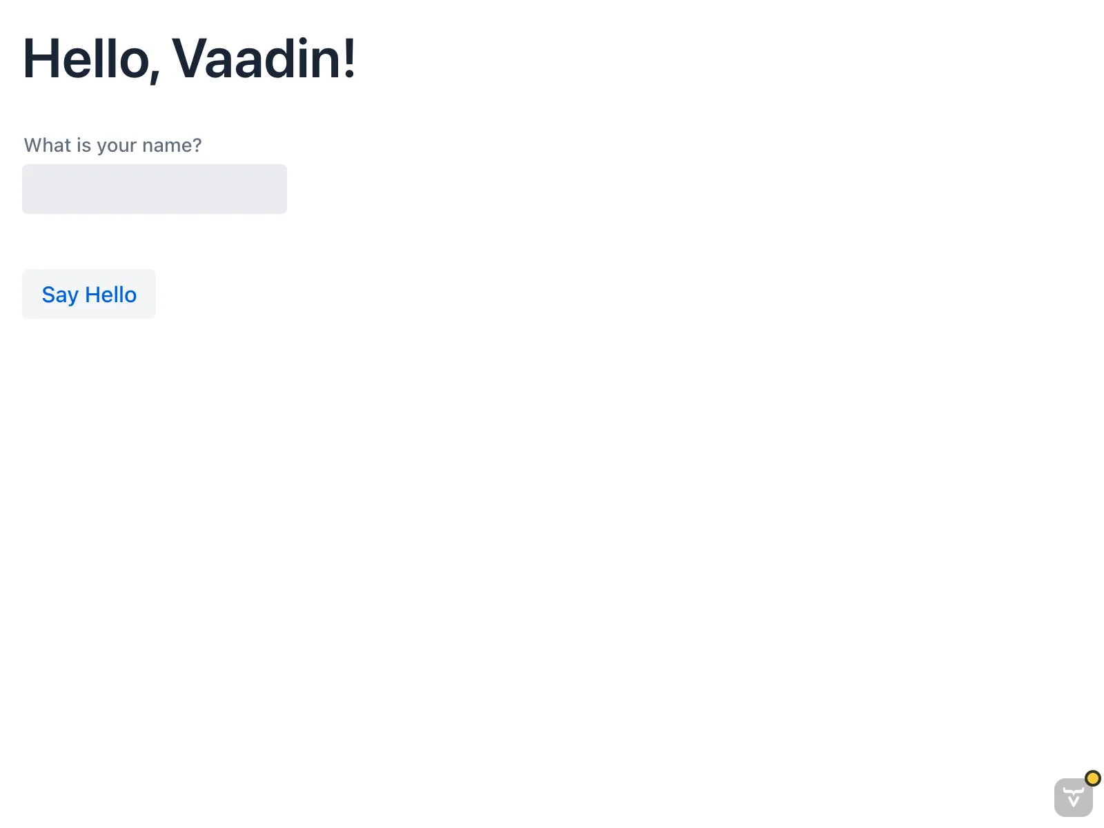 The Vaadin view with a button to generate a QR code