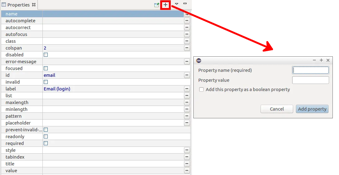 designer 3 eclipse properties