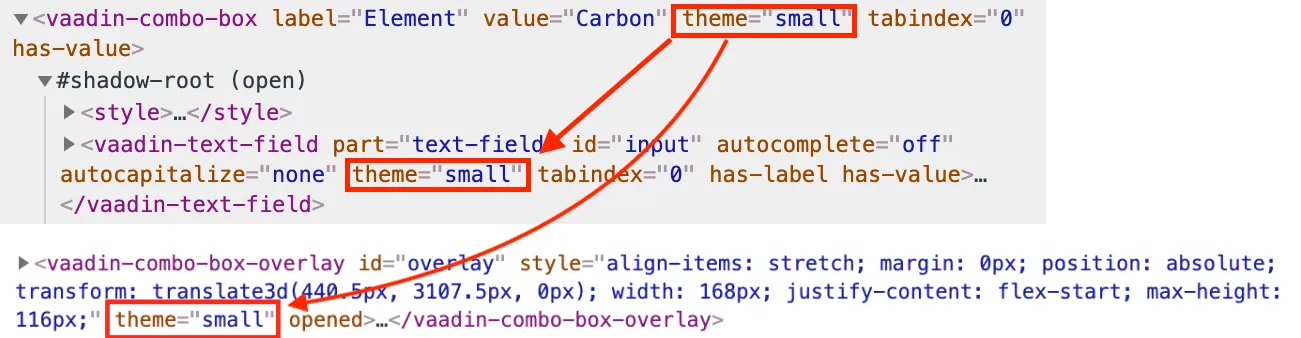 vaadin-combo-box theme attribute propagating to its sub-components