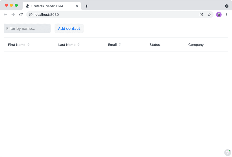 The completed list view has all the components
