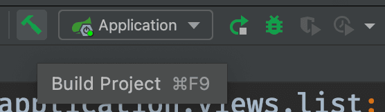 The build project button is in the IntelliJ toolbar