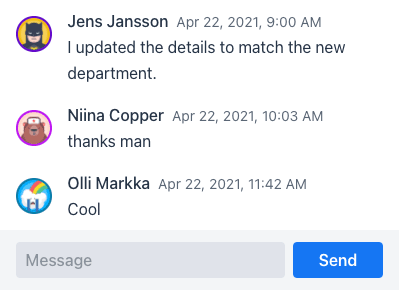 Chat between users on updating information