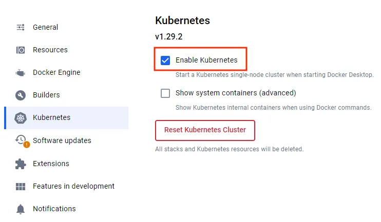 Enable Kubernetes