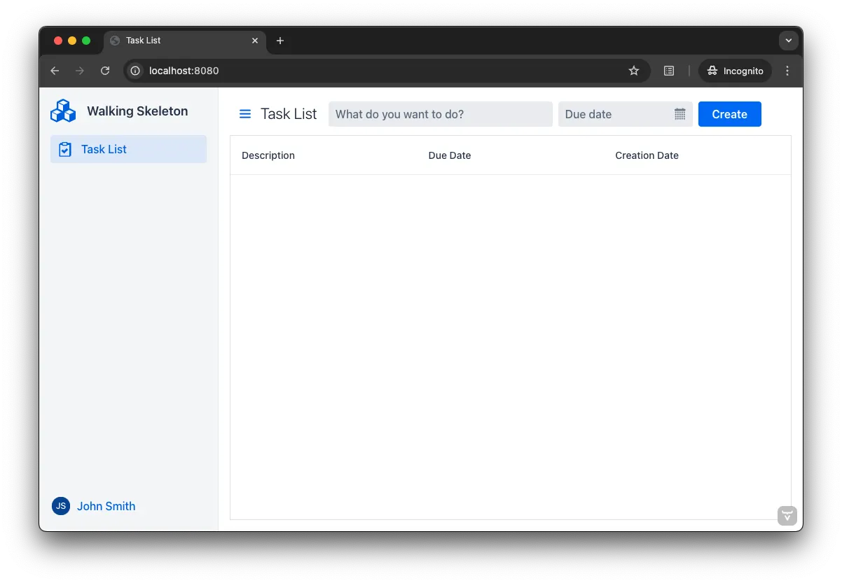 Example of a main view