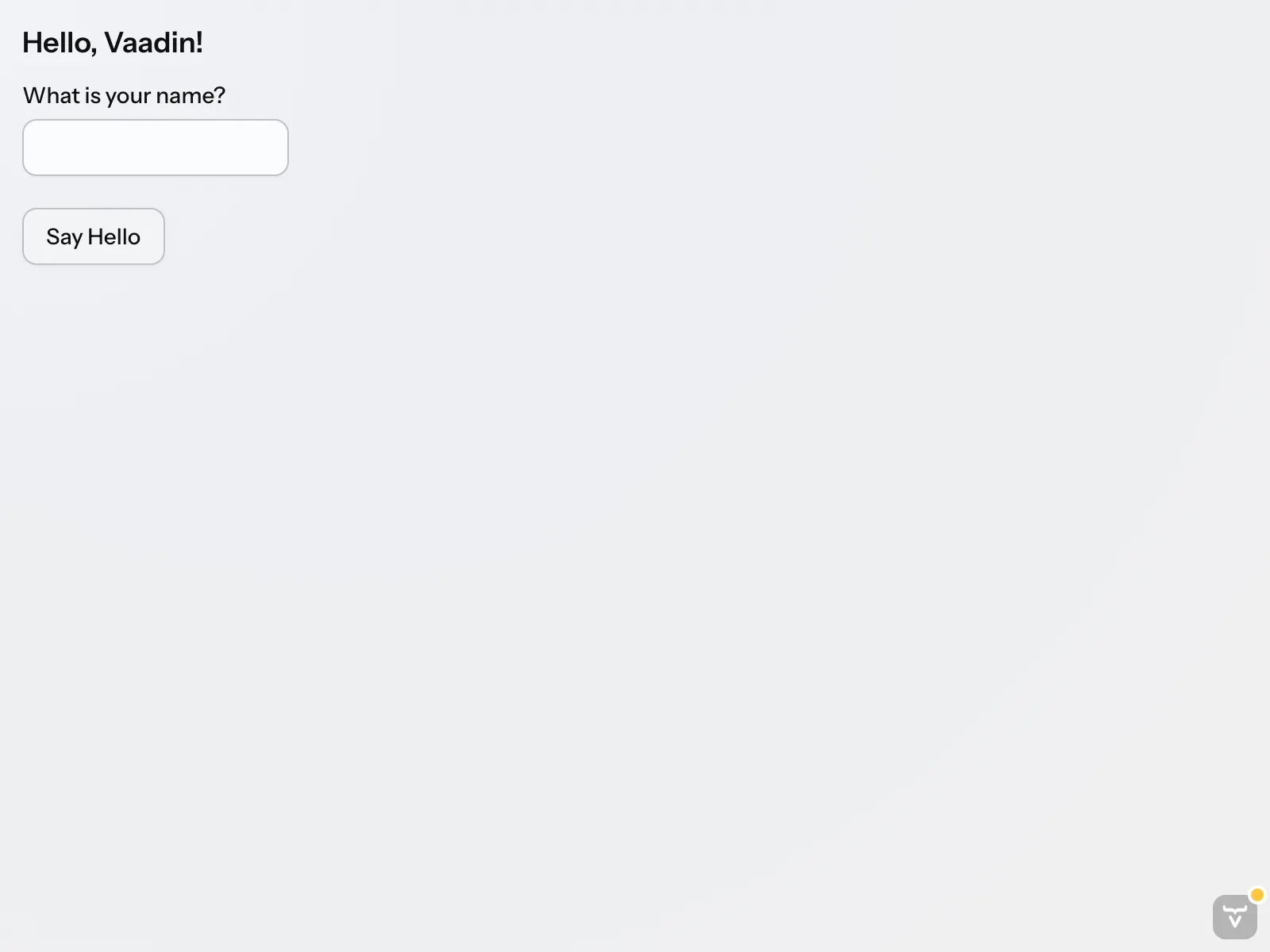 The Vaadin view with a button to generate a QR code
