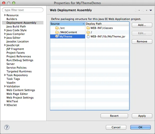 Add theme to Deployment Assembly