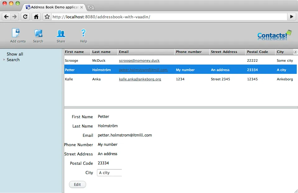 Running application screenshot
