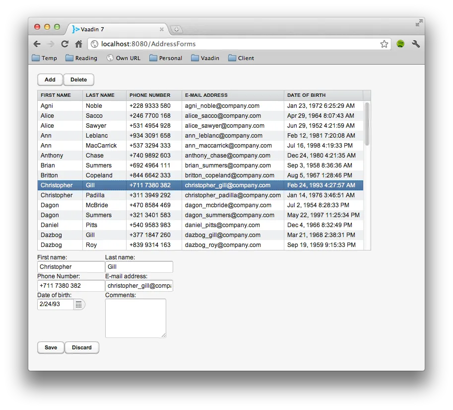 Form with database connected