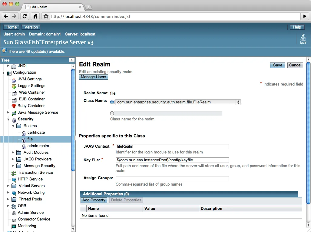 Glassfish console 1