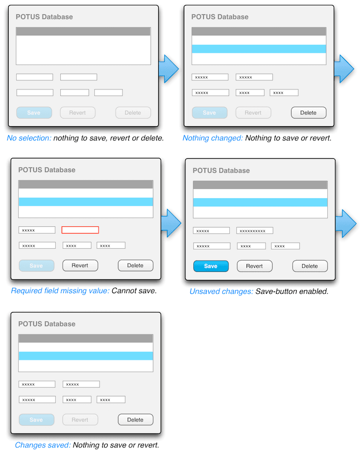 UI with form state indication