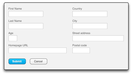 Form with different input widths