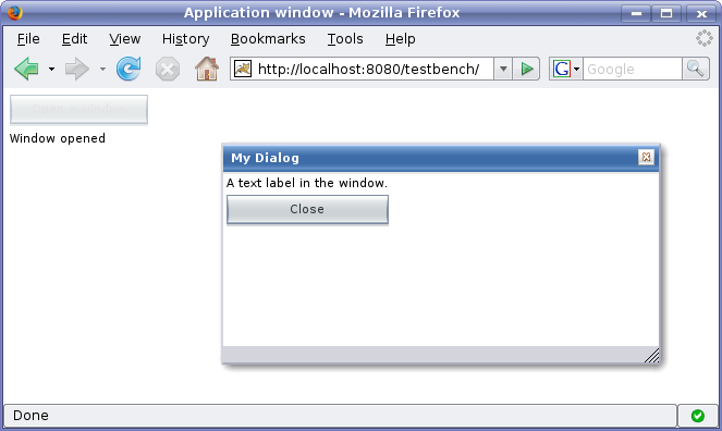 Screenshot of the window management example