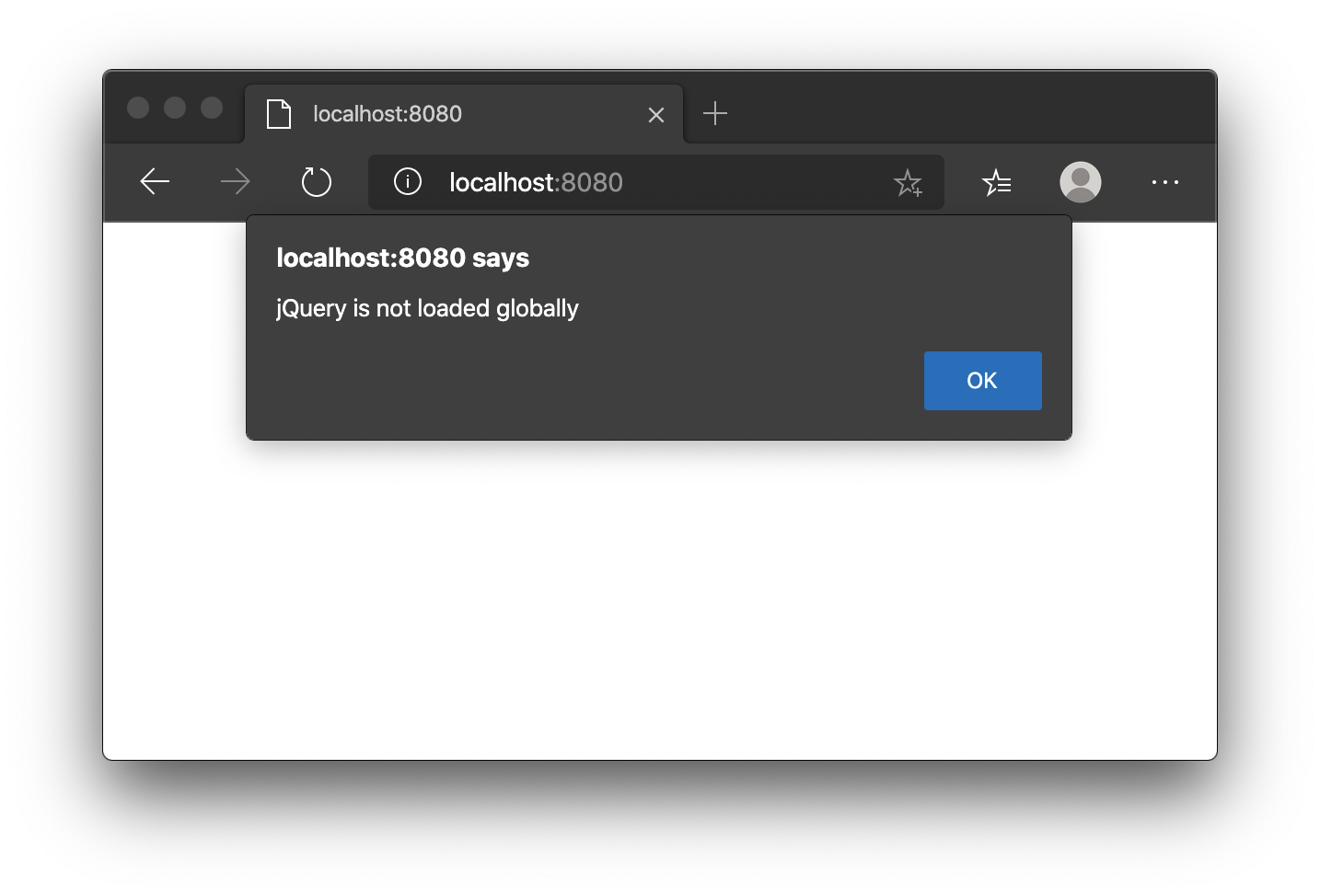 jQuery not loaded globally